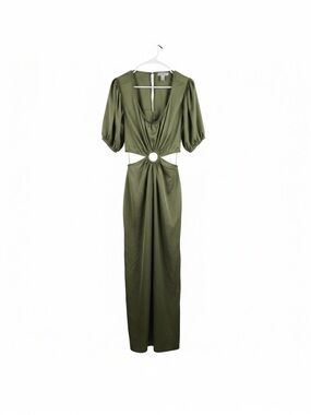 Charlotte Russe Olive Green Cutout Maxi Jumpsuit with Ring Detail